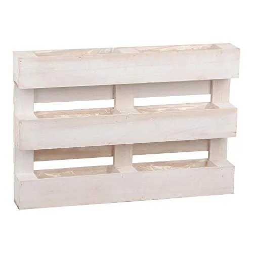 UNUS Paletten Holz 3 Reihen m Unterteilung 6 Kästen Kunststoffeinsatz weiß