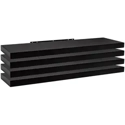 Woltu Wandregal, 4-tlg., Schweberegal für Deko Wandablagen aus MDF Holz schwarz 120 cm x 3.8 cm x 22.9 cm