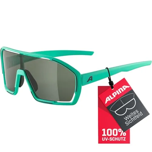 Alpina Bonfire Fahrradbrille Sonnenbrille turquoise - Sportbrillen für Radsportler, mit verspiegelten Gläsern und UV400-Schutz für optimalen Schutz vor Sonnenstrahlen und Blendeffekten.