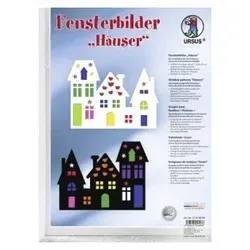 URSUS Kinder-Bastelsets Fensterbilder Häuser - 24 kreative Bastelideen für Kinder, Made in Germany mit hochwertigem Fotokarton und Transparentpapier