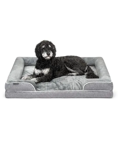 lionto Orthopädisches Hundebett mit erhöhtem Rand, 106x80x17 cm - Hundebett aus orthopädischem Schaumstoff mit Memoryfoam, ideal für Gelenke von kleinen und großen Hunden sowie Katzen. Abnehmbarer, waschbarer Bezug und rutschfeste Unterseite für mehr Sicherheit.