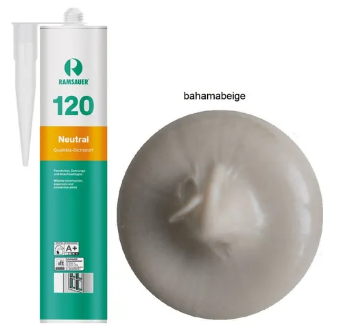 Ramsauer Dichtstoff Ramsauer 120 Neutral Silikon Dichtstoff 310ml Kartusche, gebrauchsfertig, UV- und witterungsbeständig, anstrichverträglich