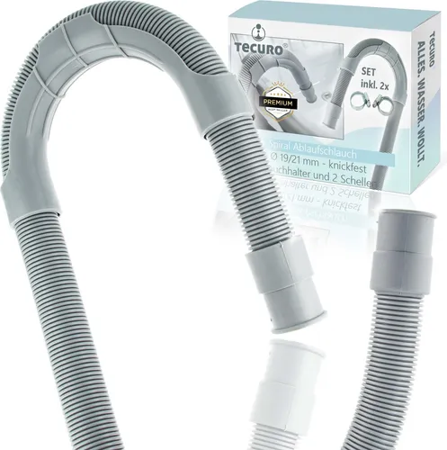 tecuro Spiral Ablaufschlauch 5,00 m x Ø 19/21 mm, knickfest, mit Schlauchhalter und Schellen