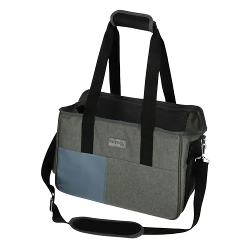 Kerbl Pet Tragetasche Vacation 40x20x27cm grau/blau - Tragetasche für Hunde bis 15 kg, mit ergonomischem Schultergurt und weichem Bodeneinsatz für maximalen Komfort beim Reisen.