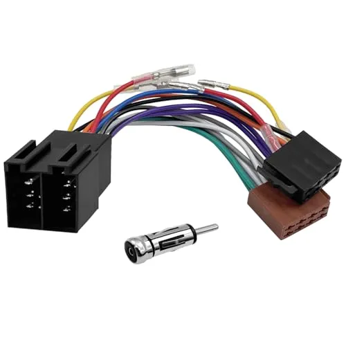 Hoembpn Autoradio Radioadapter Set 16 Pin ISO Stecker auf Buchse Kabel, DIN/ISO Antennenadapter Klemme 15 + 30 steckbar Verlängerung Radio Adapter Stecker, Kompatibel Opel VW Fiat Mercedes Renault