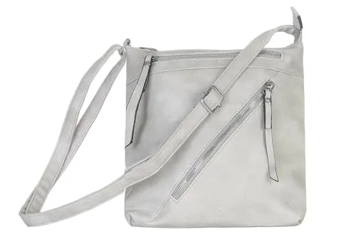 simaranda Handtasche Damen moderne Schultertasche Umhängetasche mit Reißverschluss Shopper Beutel mit verstellbaren Riemen 20205 (Grau)