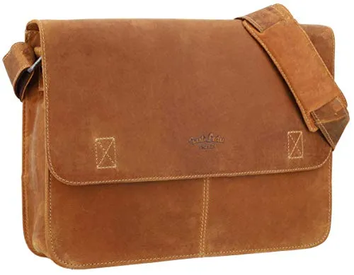 Gusti Leder Umhängetasche Pharell - Robuste Ledertasche für jeden Anlass - Umhängetasche aus hochwertigem Rindsleder mit vier Innenfächern, ideal für Notebook und A4-Dokumente. Perfekt für Büro, Uni oder Freizeit.