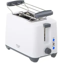 Adler AD 3216 Toaster in Weiß, mit Brötchenaufsatz, Auftaufunktion und Abschaltautomatik