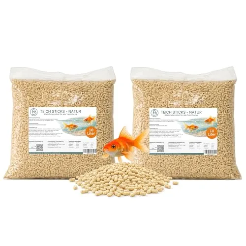 Fischfutter Teichsticks 20L (2×10L Beutel) – Koifutter & Goldfischfutter für Gartenteiche – mit Vitaminen – schwimmendes Alleinfutter, Nicht wassertrübend