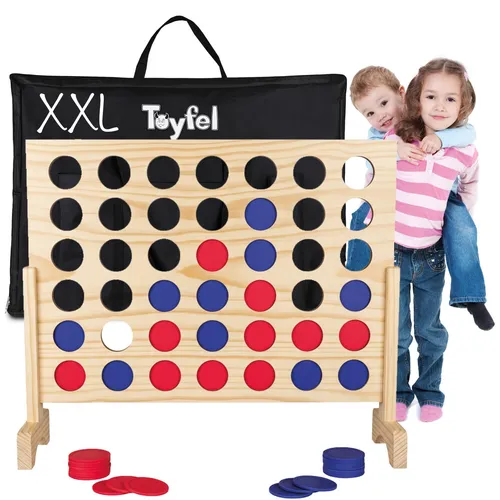 XXL Gesellschaftsspiel Viergewinnt Groß Strategiespiel Holz Spiel Denkspiel