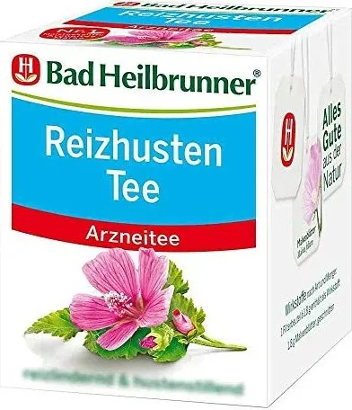 Bad Heilbrunner Tee Reizhusten Filterbeutel - Tees für die Linderung von Reizhusten, mit wohltuenden Kräutern für eine beruhigende Wirkung auf den Hals.