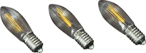 Saico LED-Ersatzlampe Riffelkerze E10 55V 0,3 W warmweiß 3er Pack