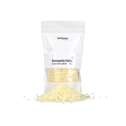 Wachsmann 100% reines Bienenwachs, 250 g Pastillen für Natur-Kosmetik, Kerzen, Bienenwachstücher - deutsche Qualität, weiß - schonend gebleicht