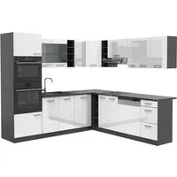 Vicco Küchenzeile Eckküche R-Line Anthrazit Weiß - Küchenzeilen mit hochwertigen Materialien für Komfort und Pflege. Die variabel aufstellbare Eckküche bietet viel Gestaltungsspielraum und passt perfekt in jede Küche.