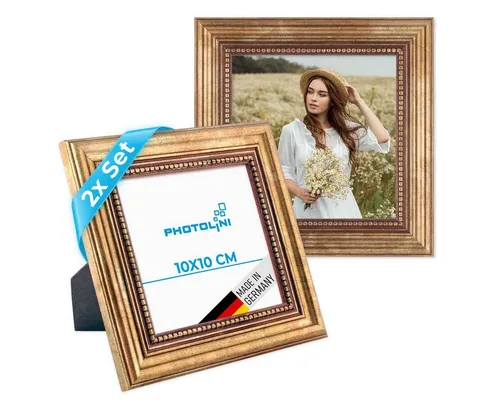 PHOTOLINI Bilderrahmen 2er Set Massivholz-Rahmen im edlen Barock-Design