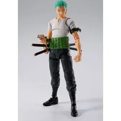 Bandai Tamashii Nations One Piece S.H.Figuarts Roronoa Zoro Romance Dawn-Version - Spielfigur Roronoa Zoro aus One Piece, detailreich und ca. 15 cm groß, inklusive Zubehör in einer stilvollen Fensterbox – perfekt für Sammler!
