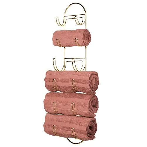 Produktbild mDesign Handtuchhalter zur Wandmontage – Elegantes Badzubehör in Messingfarbe
