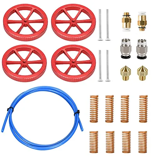 BZ 3D 3D Drucker Heatbed Leveling Kit,4 Stück Metall-Nivelliermuttern + 8 Stück 3D-Druckerfedern,1.2M Bowden PTFE Tube für Ender 3/Pro/V2/Ender 5/Ender 3 Neo/V2 Neo/CR-10/10S.