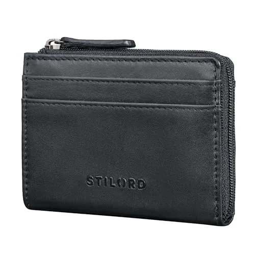 STILORD 'Cardino' Kredit-Kartenetui - Elegantes Leder Wallet mit RFID-Schutz - Herren-Geldbörsen: Das flache und leichte Echtleder Kartenetui bietet Platz für 6 Karten und Münzen, schützt Ihre Daten dank integriertem RFID-Blocker.