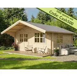Gartenhaus Blockhütte 5x5m aus Holz mit Fußboden