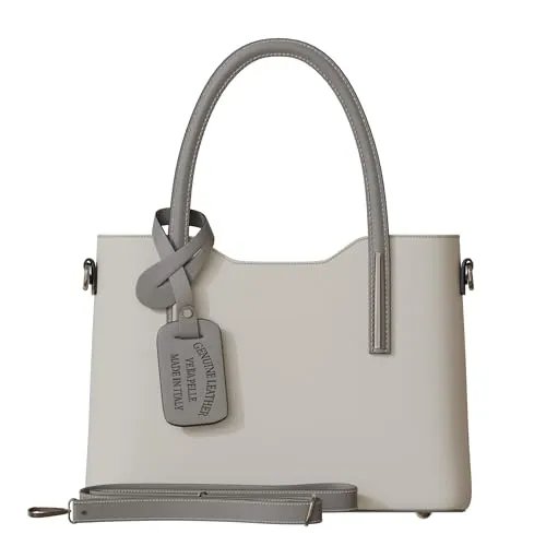 Damen Handtasche aus echtem Leder 30637 beige/taupe
