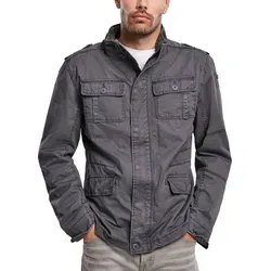 Brandit Britannia Textiljacke - Blau - XXL - Funktionsjacke mit modifiziertem Design, versteckter Kapuze und stylischem Logo-Badge für einen lässigen Look.