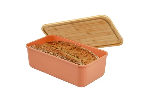 bremermann Brotkorb Brotkasten mit Bambus-Deckel, Brotbox, Schneidebrett, Brottopf, rot