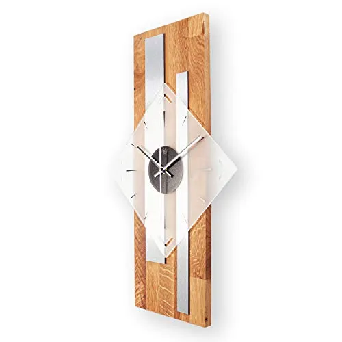 Kreative Feder Designer Holz Alu Wanduhr 60x30cm in braun von Kreative Feder