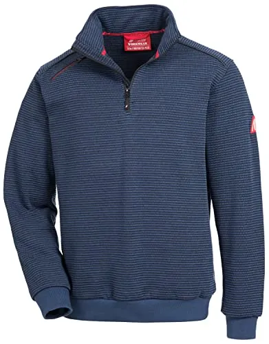 Nitras Herrenpullover Motion TEX Plus - Arbeitskleidung in Blau, Größe L - Arbeits- & Schutzkleidung mit weichem, wärmendem Strickgewebe und hohen Stehkragen, ideal für optimale Sichtbarkeit dank reflektierender Applikationen.