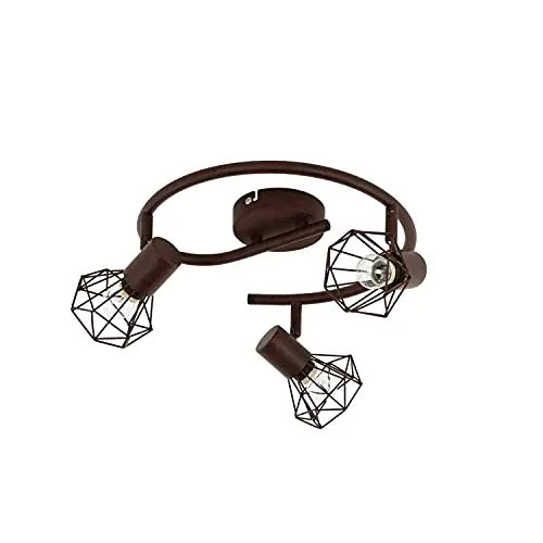 Easylight Retro Deckenstrahler Rostbraun Metall 3-flammig geometrischer Drahtschirm MIA Wohnzimmer Deckenlampe