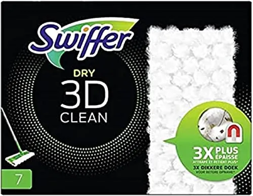 Swiffer Staubfänger, 3D-Reinigung, Nachfüllpackungen, Trockentücher für Böden, 7 Einheiten, fängt und hält Staub