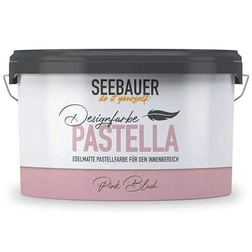 SEEBAUER diy Pastellfarbe PASTELLA Pink 2,5L (Pink Blush) Edelmatte Wandfarbe Rosa - Innenfarbe sehr hohe Deckkraft - Matt, Abwaschbar und Tropffrei