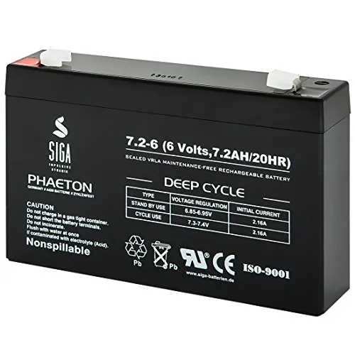 Blei Akku 6V 7,2Ah AGM VRLA Gel Batterie zyklenfest USV Bleigel