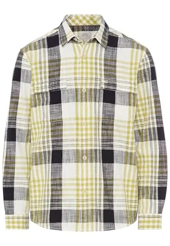 camel active Herren Kariertes Langarm Hemd aus Baumwolle Grün, menswear-3XL