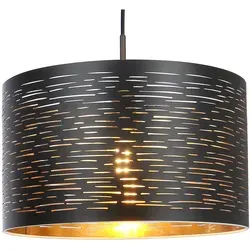 GLOBO Decken Pendel Leuchte SCHWARZ GOLD - Stilvolle Hängelampe mit Dekorstanzungen, ideal für Wohnräume. Leuchtmittel nicht enthalten, für individuelle Lichtgestaltung.