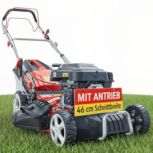 HECHT 5in1 Benzin Rasenmäher – 46 cm Schnittbreite, Radantrieb