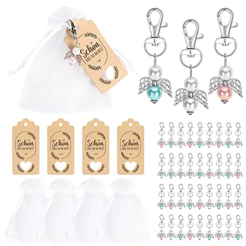 MIIEPLS 36 Stück Schutzengel Anhänger - Gastgeschenke für besondere Anlässe wie Hochzeit, Taufe oder Geburtstag, inklusive eleganten Organza Beuteln – eine liebevolle Geste für Ihre Gäste.
