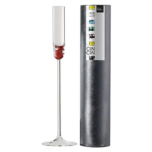 EISCH CIN CIN Kelch - Handgefertigtes Schnapsglas mit Farbglas-Einschluss - Kelch in Geschenkröhre, 45 ml, ideal für hochwertige Spirituosen und ein stilvolles Geschenk, handgefertigt in Deutschland mit einzigartigem Design.