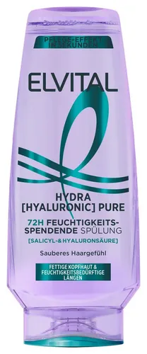 L'ORÉAL PARIS Elvital Hydra [Hyaluronic] Pure Spülung 6-tlg. - Hochwertige Haarspülung für alle Haartypen mit Hyaluronsäure, spendet intensive Feuchtigkeit und sorgt für geschmeidige Längen und Spitzen. Ideal für die tägliche Pflege.