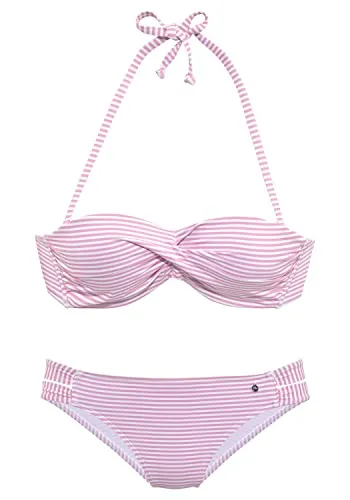 s.Oliver Bügel-Bandeau-Bikini in getwisteter Optik - Rosa 40 - Stylischer Bügel-Bandeau-Bikini in rosé-weiß mit herausnehmbaren Kissen für optimalen Komfort. Ideal für den Strand, mit abnehmbaren Trägern und im Nacken zu binden. Hergestellt aus hochwertigem Recycling-Polyamid für nachhaltigen Genuss.