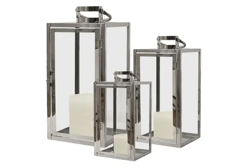 3er Set XXL Luxus Edelstahl Gartenlaternen Set - Elegantes Laternen-Set aus rostfreiem Edelstahl, ideal für den Innen- und Außenbereich, sorgt für stimmungsvolle Beleuchtung in Ihrem Garten oder Zuhause.