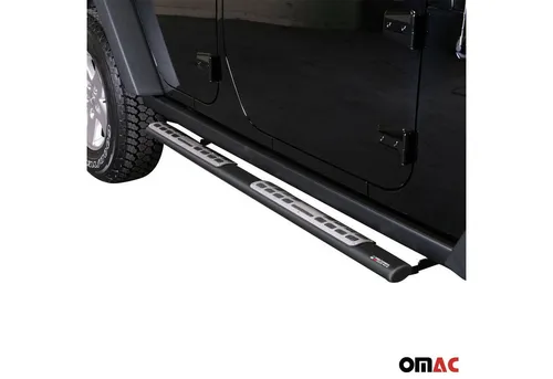 OMAC Stahl Seitenschweller für Jeep Wrangler 2007-2018 - Hochwertige, rutschfeste Seitenschweller in Schwarz für Jeep Wrangler. Robustes Design für einfachen Ein- und Ausstieg. Perfekt für jedes Wetter und langlebig.