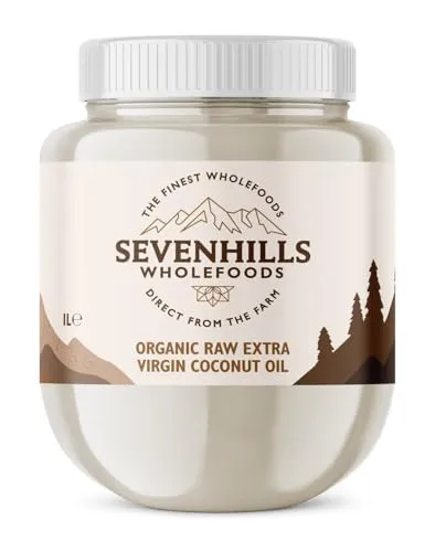 Sevenhills Wholefoods Kokosöl Bio 1L, Extra Vergine, Nativ, Roh, Kaltgepresst, zum Kochen & Backen, für Haut & Haare (Kunststoffwanne)