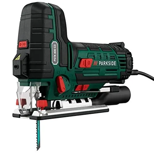 Pendelsäge PARKSIDE PSTK 800 C3 elektrisch 800 W für Holz Metall, inkl. 4 Klingen (Swiss Made), Laser und LED Arbeitslicht