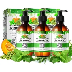 ALIVER Haarshampoo mit Rosmarin, Minze & Kürbisöl - 3-in-1 Shampoo für Haarwachstum und Kopfhautpflege, angereichert mit Biotin, sorgt für gesunde, glänzende Locken und schützt vor Haarbruch.