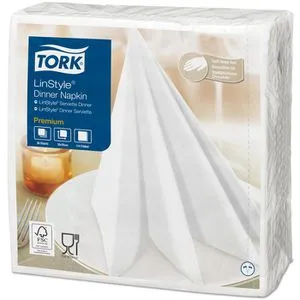 Tork Servietten LinStyle Premium 478711, weiß, 39 x 39 cm, 1/4-Falz, stoffähnlich, 50 Stück
