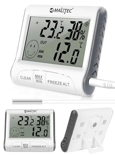 MalTec Funk-Wetterstation mit Außensensor Daily900M Thermometer Hygrometer LCD Sensor Funkfühler Alarm