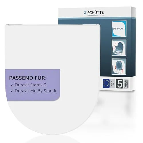 SCHÜTTE WC-Sitz Duravit Starck 3 mit Absenkautomatik - Hochwertiger WC-Sitz aus bruchsicherem Duroplast, abnehmbar für einfache Reinigung und bis 250kg belastbar. Ideal für Duravit Starck 3, einfache Montage inklusive Montagematerial.