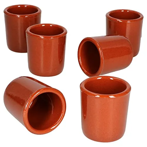 MamboCat 6er Ton Schnapsbecher 50 ml I vollglasiert I Shot-Glas I Mediterran I Unikat Handarbeit I Mini Mug Tumbler I Antike/Vintage I Mittelalter I Wikinger