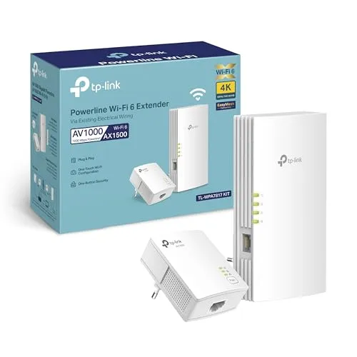 TP-Link TL-WPA7817 KIT Powerline Adapter WLAN - Powerline Adapter mit WiFi 6 AX1500 Dualband für extrem schnelles Internet, ideal für Streaming und Gaming. Einfaches Plug & Play für ein sicheres Netzwerk.